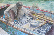 Painting by Judith Jarvis Fisherman Carenage