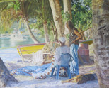 Painting by Judith Jarvis Fishermen on the Beach