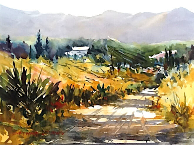 Watercolour painting of Country Side by painter Doug Mays