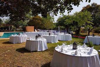 Wedding dinner party in open air