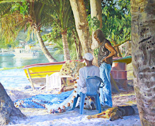 Watercolour painting Fisherman by Doug Mays