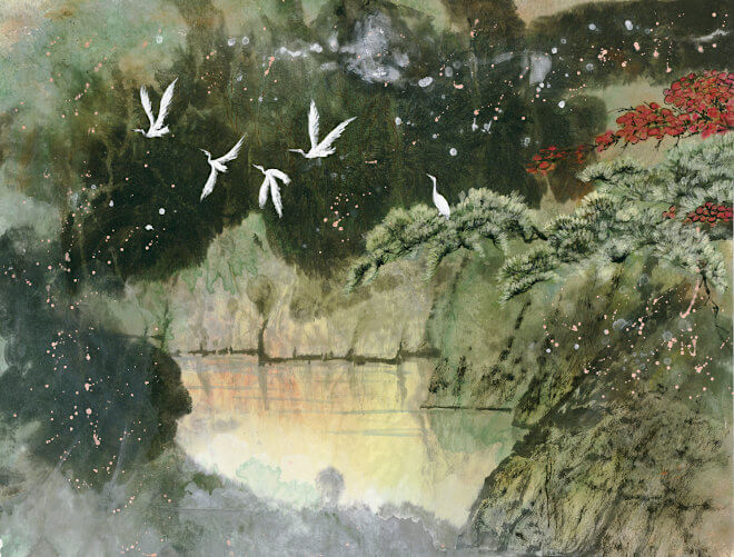 Watercolour painting Frolicking in the Forest by painter Ming Franz