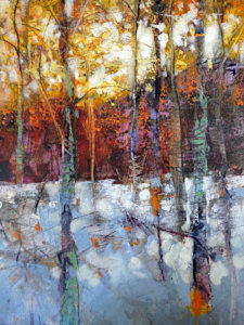 painting a of the woods with birches with snow by Tonja Sell